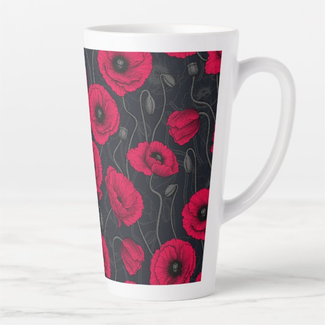Caneca De Café Latte Poppies vermelhos (Direita)