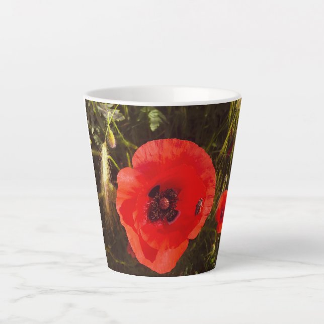 Caneca De Café Latte Poppy Latte Mug - Fantasy Vibrant Red Meadow (Frente)