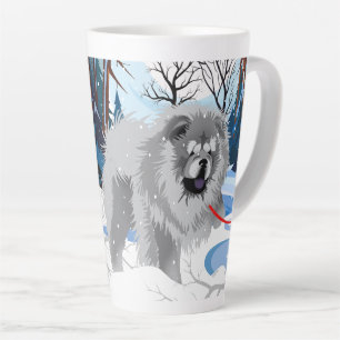 Caneca De Café Latte POR CIMA DO RIO Caneca de latte Blue Chow com text