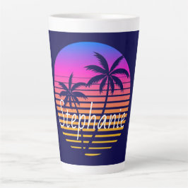 Caneca De Café Latte Pôr de sol retrô personalizado