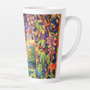 Caneca De Café Latte Pôr do Sol Floral Oceânico Vibrante Jardim – Fauve