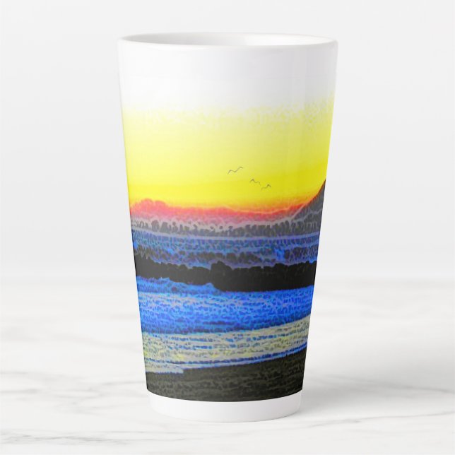 Caneca De Café Latte Pôr do sol místico (Frente)