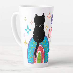 Caneca De Café Latte Por Trás De Cada Mulher Forte Está O Gato Dela