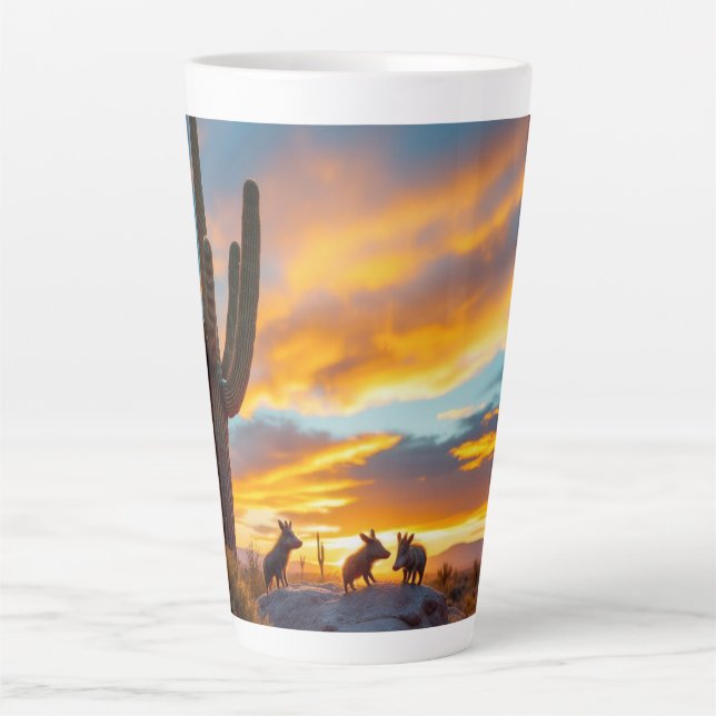 Caneca De Café Latte Porcos Selvagens do Deserto Javalina Arizona (Frente)