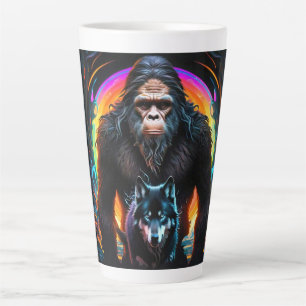 Caneca De Café Latte Portal Colorido do Lobo Bigfoot