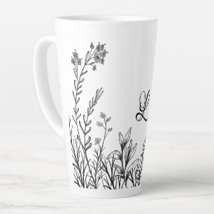 Caneca De Café Latte Portas das Flores Selvagens Monograma Latte