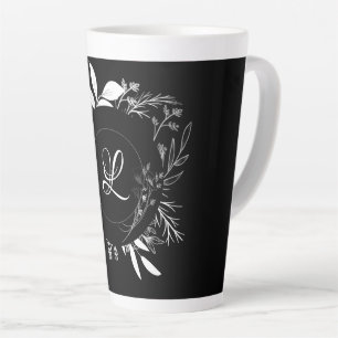Caneca De Café Latte Portas das Flores Selvagens Monograma Latte