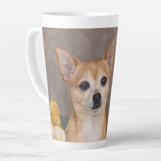 Caneca De Café Latte Portrait Floral Pet Design (Ângulo esquerdo)