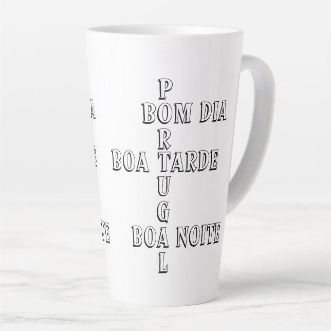 Caneca De Café Latte Portugal Bom Dia Boa Tarde Boa Noite Café Branco (Ângulo direito)