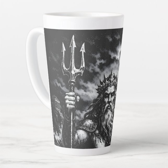 Caneca De Café Latte Poseidon — Senhor do Abismo por BurnsInHell (Ângulo esquerdo)