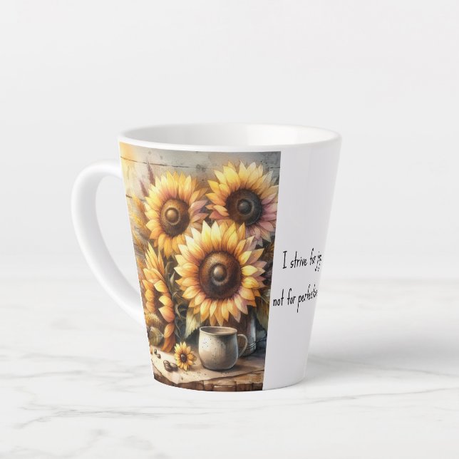 Caneca De Café Latte Positive affirmation Sunflowers Watercolor Art (Ângulo esquerdo)