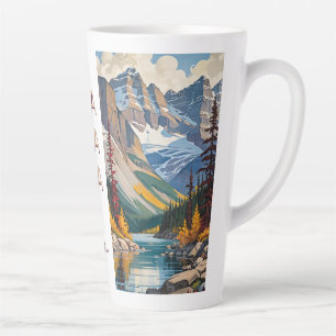 Caneca De Café Latte Poster de viagens Canadá de Nome e Texto Personali