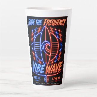 Caneca De Café Latte Pôster Vibe Wave Neon Surf – Estética Retro Synthw
