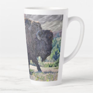 Caneca De Café Latte Pradaria de Bisão Americano Vida Selvagem Ocidenta