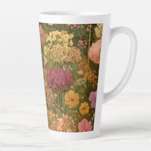 Caneca De Café Latte Prados Coloridos de Flores Silvestres 3