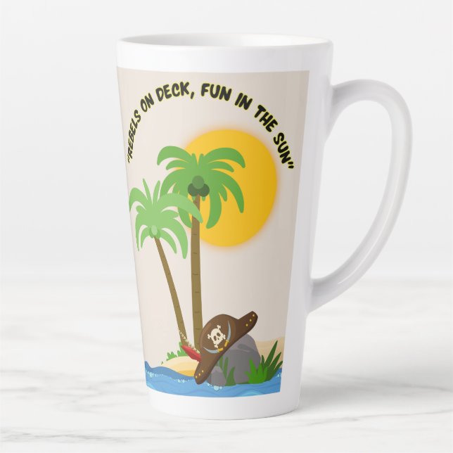 Caneca De Café Latte praia da ilha pirata (Direita)