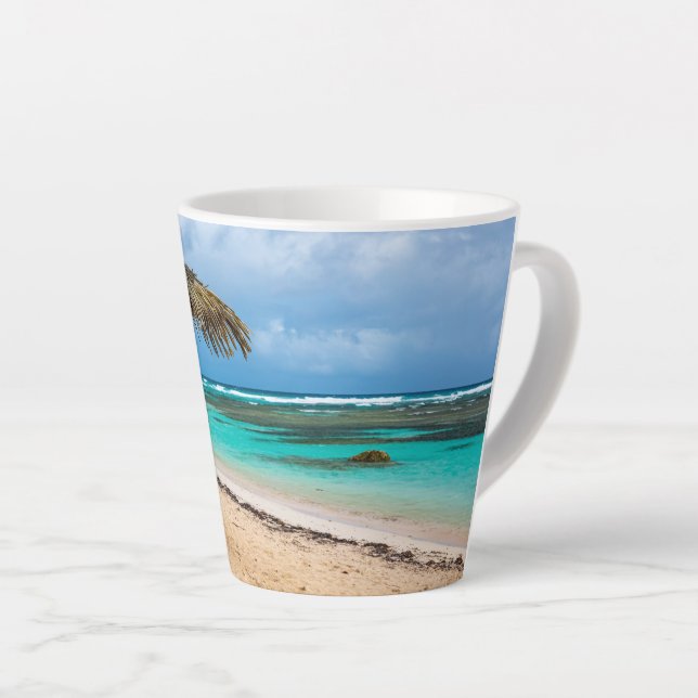 Caneca De Café Latte praia de Anse des Rochers (Ângulo direito)
