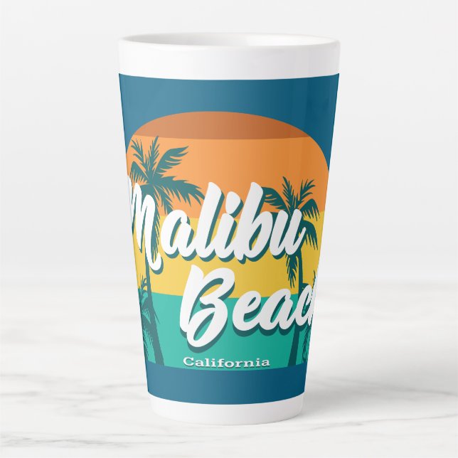 Caneca De Café Latte Praia de Malibu Califórnia (Frente)