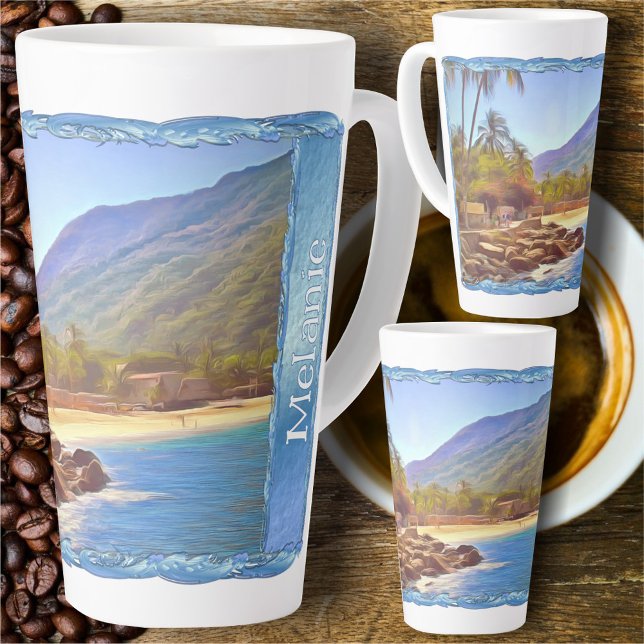 Caneca De Café Latte Praia de Yelapa 761 (Criador carregado)