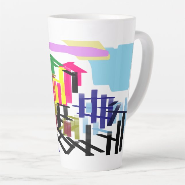 Caneca De Café Latte Praia do flamingo rosa (Ângulo direito)