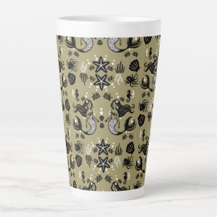 Caneca De Café Latte Praia Dourada de Sereia para Crianças