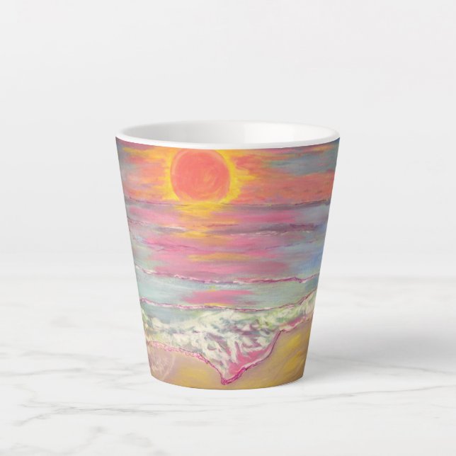 Caneca De Café Latte Praia Sunset de San Blas (Frente)