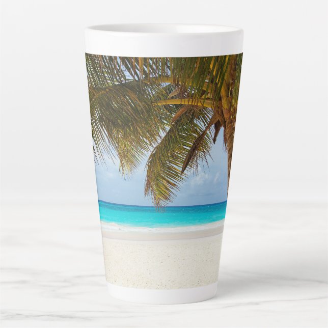Caneca De Café Latte Praia Tropical Agradável (Frente)