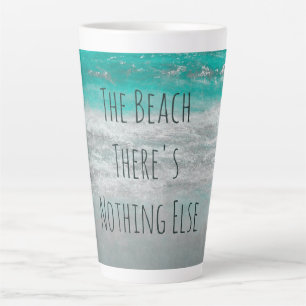 Caneca De Café Latte Praia Turquesa Branca Ondas Tropicais Costeiras