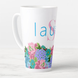 Caneca De Café Latte Pré-ppy Chinoiserie com nome de monograma