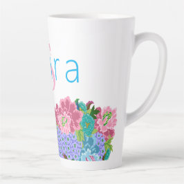 Caneca De Café Latte Pré-ppy Chinoiserie com nome de monograma