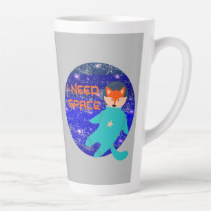 Caneca De Café Latte Preciso de raposa galáxica astronauta espacial