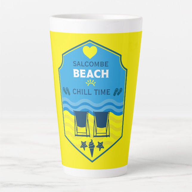 Caneca De Café Latte Presente britânico na praia (Frente)