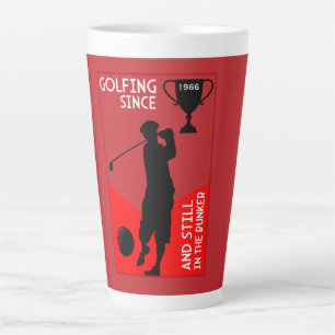 Caneca De Café Latte Presente de aniversário de Golfistas Editáveis