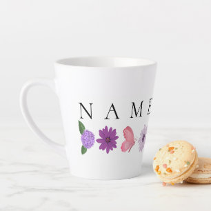 Caneca De Café Latte Presente de aniversário floral personalizado com o