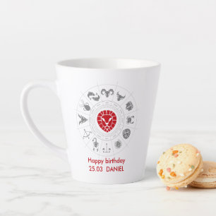 Caneca De Café Latte Presente de aniversário personalizado Leo Zodiac
