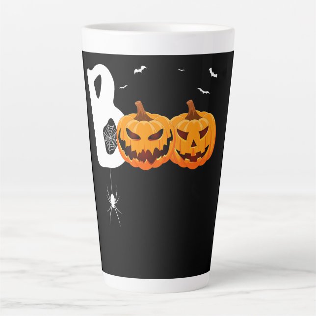 Caneca De Café Latte Presente de aranha | Pumpkins Spider Halloween (Frente)