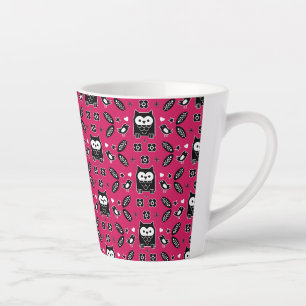 Caneca De Café Latte Presente de Arte Folclórica de Coruja Escandinava