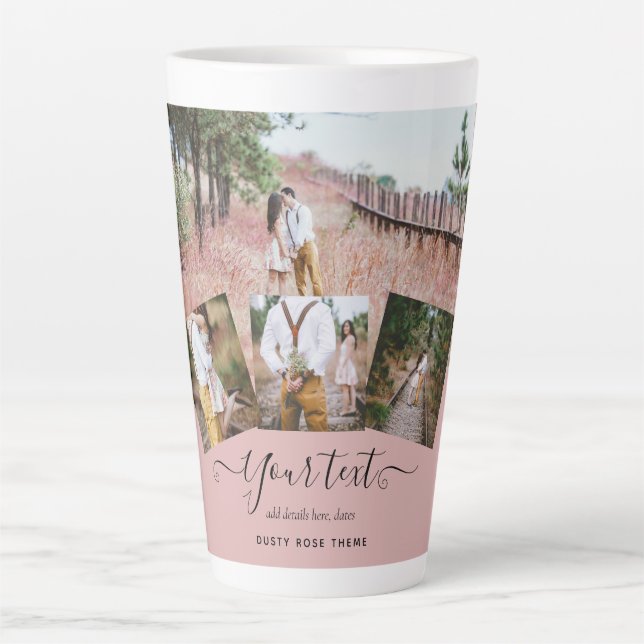 Caneca De Café Latte Presente de casamento Rosa Poeira Rosa para Recém- (Frente)