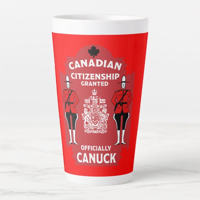 Caneca De Café Latte Presente de Celebração da Cidadania Canadense (Frente)
