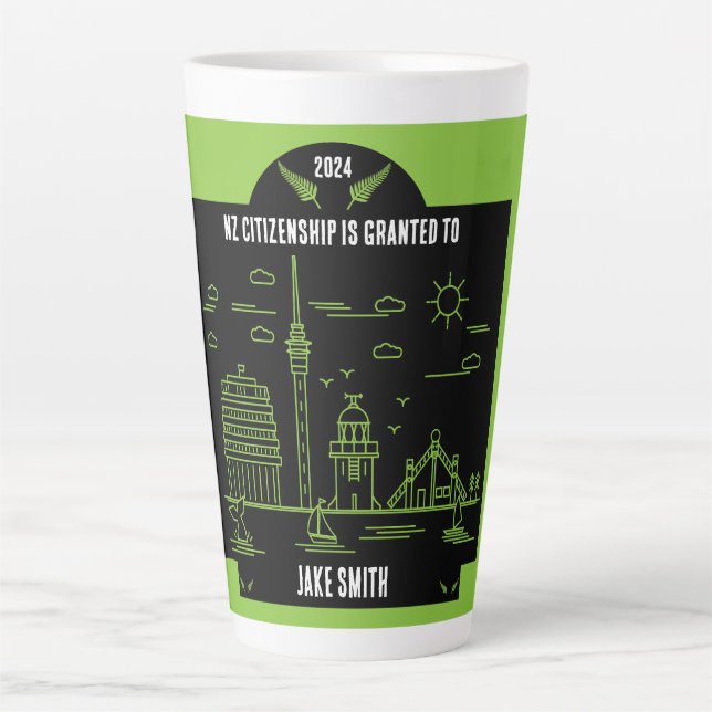 Caneca De Café Latte Presente de celebração da cidadania neozelandesa (Frente)