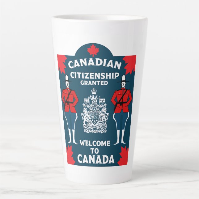 Caneca De Café Latte Presente de celebração de cidadania canadense (Frente)