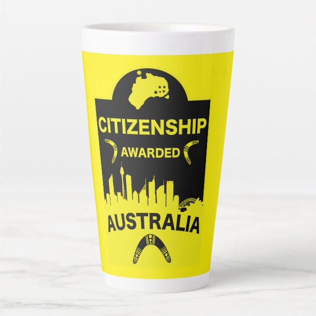 Caneca De Café Latte Presente de cidadania australiana (Frente)