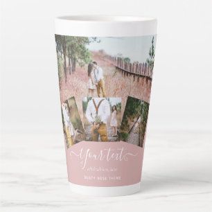Caneca De Café Latte PRESENTE DE COLAGEM DE FOTOGRAGEM DE Rosa Dusty