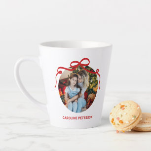 Caneca De Café Latte Presente de Foto Personalizado Fita de Laço Coquet