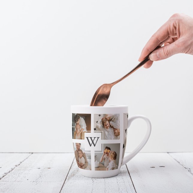 Caneca De Café Latte Presente de Pai de Fotografia dos Pais de Colagem  (Criador carregado)