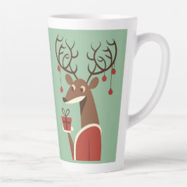 Caneca De Café Latte Presente de presente de rena de Natal minimalista