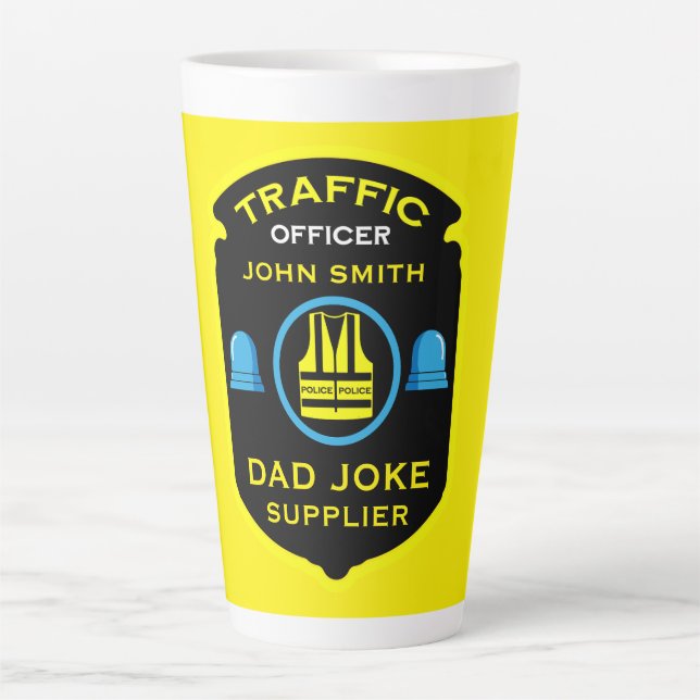 Caneca De Café Latte Presente Engraçado da Polícia de Trânsito (Frente)
