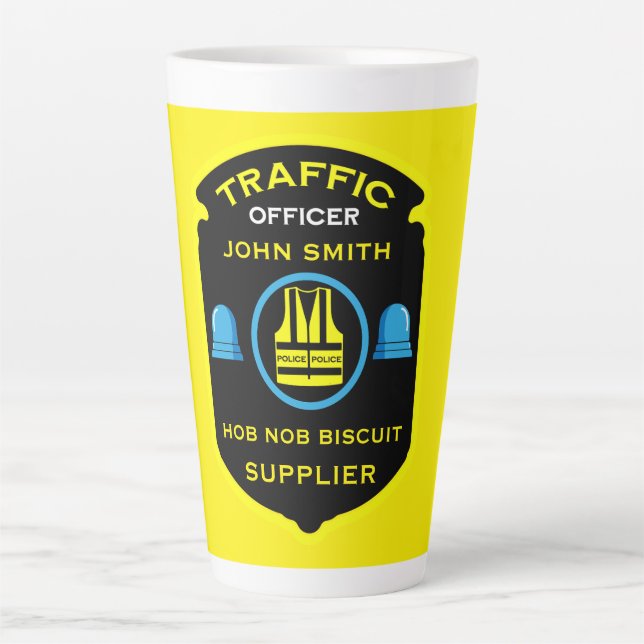 Caneca De Café Latte Presente Engraçado da Polícia de Trânsito (Frente)