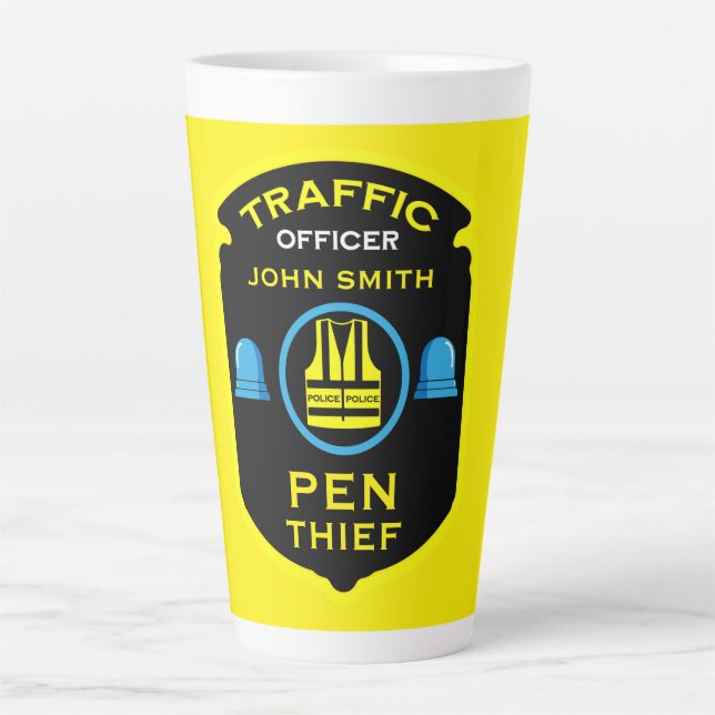 Caneca De Café Latte Presente Engraçado da Polícia de Trânsito (Frente)