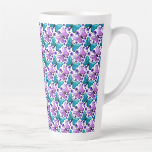 Caneca De Café Latte Presente floral de borboleta